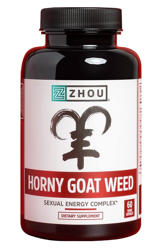 Zhou Horny Goat Weed - Herbal Extract for Men & Women, Supplement with Maca, Tribulus, Tongkat Ali & Ginseng, Maximum Strength for Health & Energy - 60 Veggie Capsules
