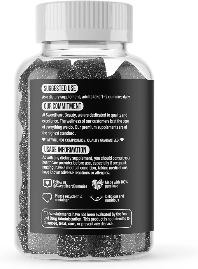 Activated Charcoal Gummies - Natural Coconut Shell Charcoal Gummy Supplements for Detox Support, Stomach Bloat & Oral Health - Gluten Free, Vegan & Pectin Based - Acai Flavor, 60 Count