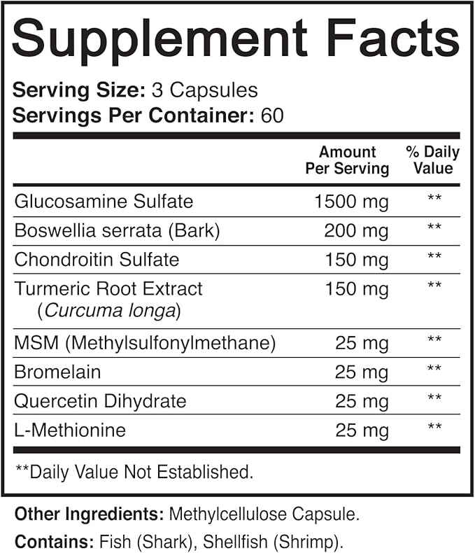 NutriFlair Glucosamine Chondroitin Turmeric MSM Boswellia, 180 Capsules - Joint Comfort Supplement - Natural & Non-GMO - Antioxidant Pills - Supports Back, Knees, Hands, Joints, Cartilage