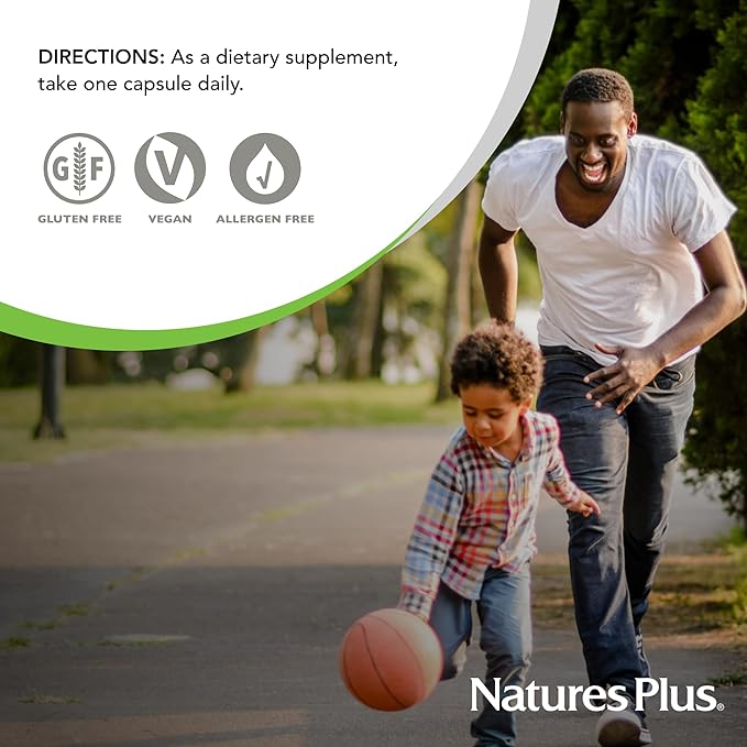 NaturesPlus Super B50-60 Vegetarian Capsules - High Potency B Complex Vitamin Supplement - Brain & Energy Booster - Gluten-Free - 60 Servings