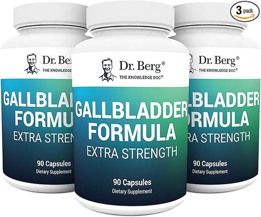 Dr. Berg Gallbladder Formula Extra Strength - with Ox Bile Powder and Conjugated Bile Acid - Digestive Enzymes Proprietary Blend - Full 45-Day Supply - 90 Vegetable Capsules (3 Pack)