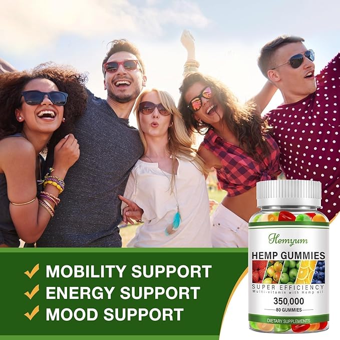 Hemp Gummies 2 Packs for Sleep,Anxiety,Pain High Potency Pure Organic Hemp Supplement - with Natural Hemp Oil Extract Gummy Edibles Vegan, Non-GMO