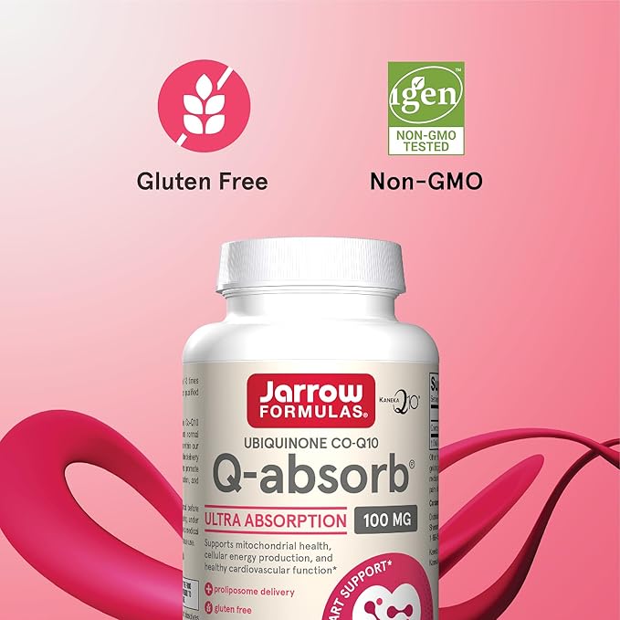 Jarrow Formulas Q-absorb Co-Q10 100 mg, Dietary Supplement, Antioxidant Support for Mitochondrial Health, Cellular Energy Production and Cardiovascular Health, 120 Softgels, 120 Day Supply