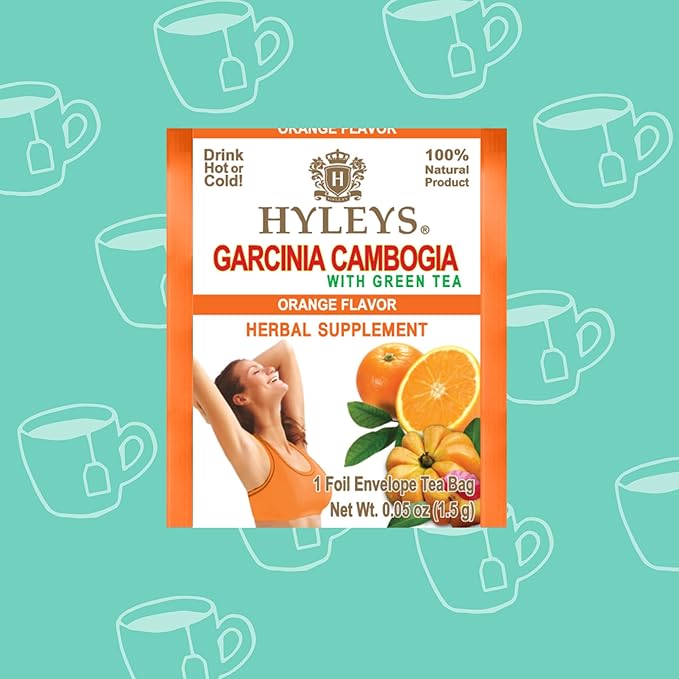 HYLEYS Tea Garcinia Cambogia Green Tea with Orange Flavor - 25 Tea Bags (12 Pack - 300 Tea Bags Total)