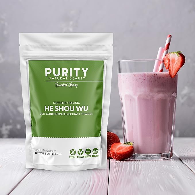Certified Organic He Shou Wu - Large 5oz Bag of 30:1 Concentrated-Fo-ti - Organic Foti Extract- Fo ti He Shou Wu Organic (Pack of 5-25 Ounces)
