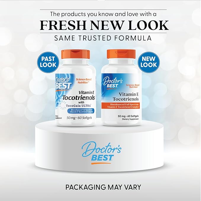 Doctor's Best Vitamin E Tocotrienols contains TocoGaia ULTRA™ bioenhanced full spectrum vitamin E complex, 60 Count