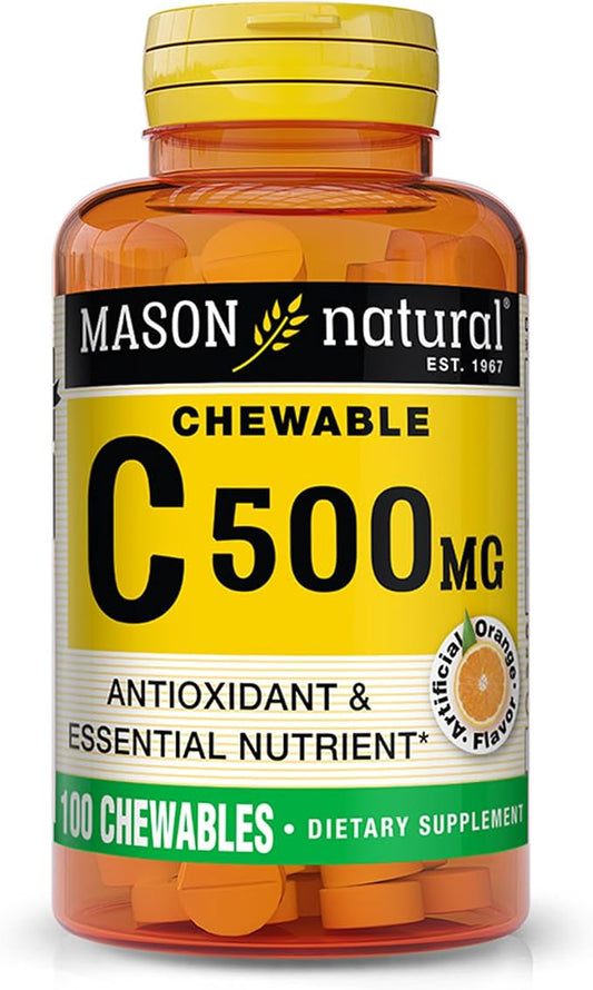 MASON NATURAL Vitamin C 500 mg (as Ascorbic Acid) - Supports Healthy Immune System, Antioxidant and Essential Nutrient, Orange Flavor, 100 Chewables