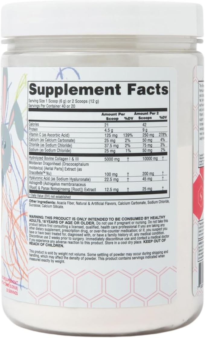 Strong + Sexy Fit Collagen Peptides Plus Powder with Hyaluronic Acid and Vitamin C, Women's Hair, Skin, Nails and Joint Support Supplement, Grass Fed Bovine Collagen, Silly Rabbit, 20-40 SVG