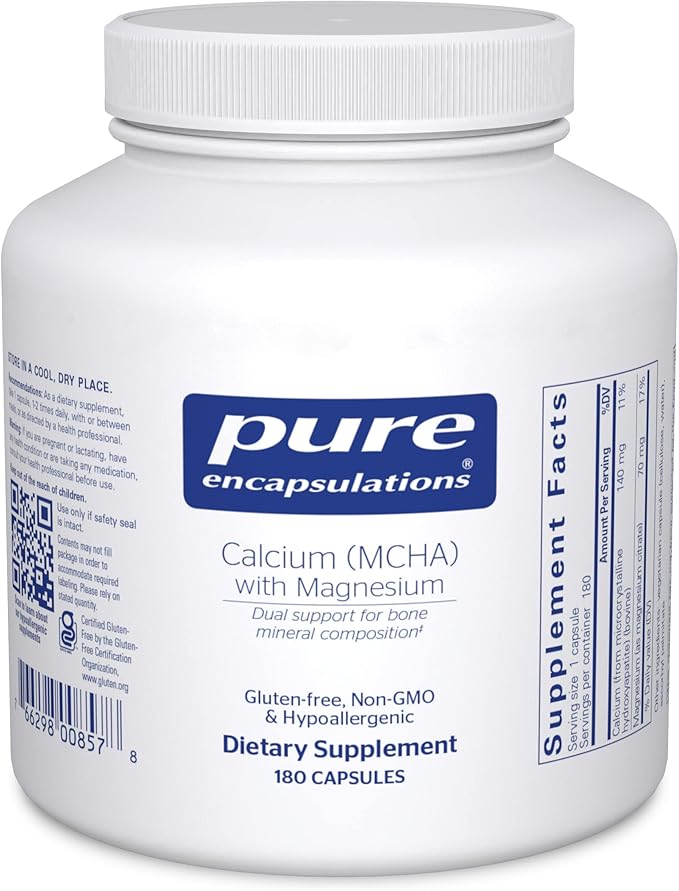 Pure Encapsulations Calcium MCHA with Magnesium | Hypoallergenic Dietary Supplement for Bone Support | 180 Capsules