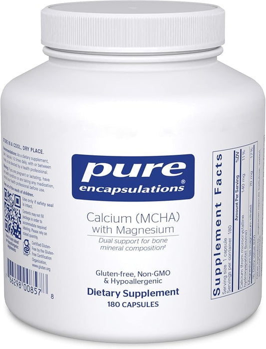 Pure Encapsulations Calcium MCHA with Magnesium | Hypoallergenic Dietary Supplement for Bone Support | 180 Capsules