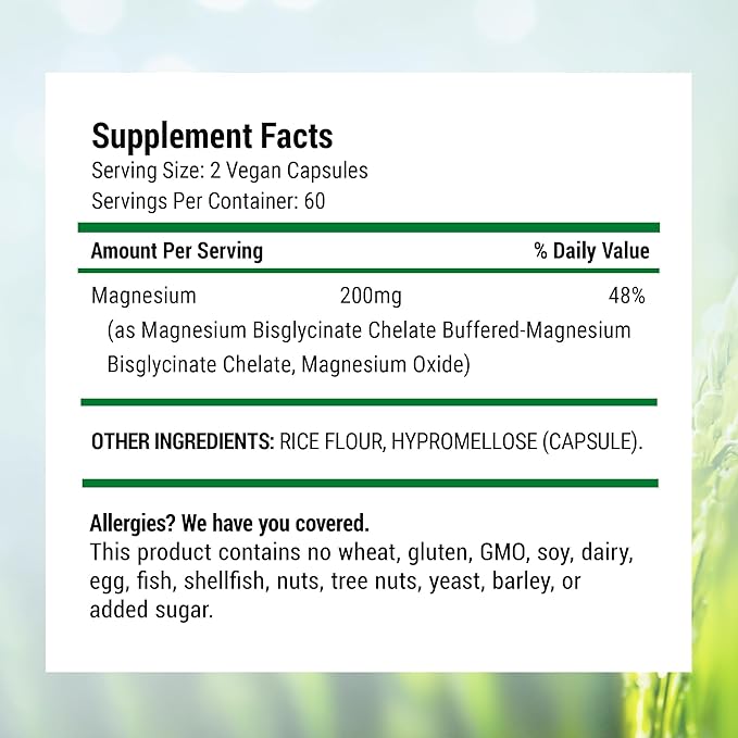 Nested Naturals Magnesium Glycinate Chelate - 200mg Chelated Magnesium Supplement for Muscle Cramps, Relaxation, & Sleep Support - 100% Albion TRACCS Buffered Magnesium Glycinate - 120 Vegan Capsules