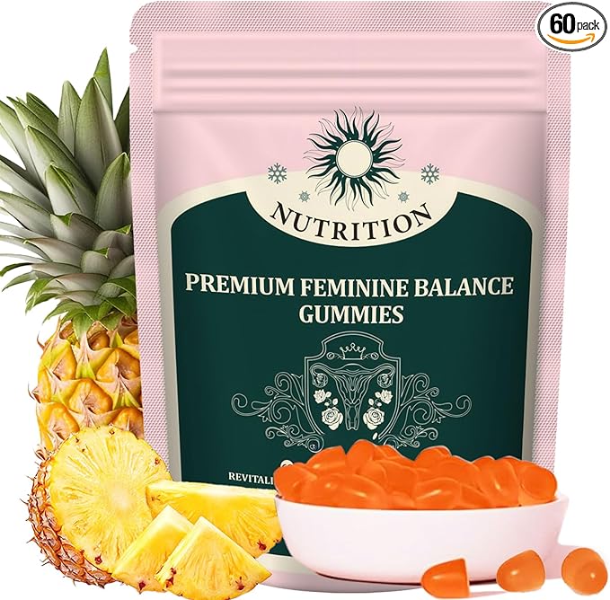 Premium Feminine Balance Gummies - Pineapple Gummies for Women’s Health & Wellness PH Balance Support Vegan Feminine Gummies - 60 Gummies - 30 Servings