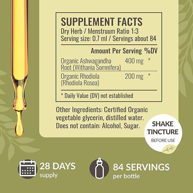 HERBAMAMA Herbal Liquid Drops Kit - Bundle of Nerve Support & Adrenal Support Liquid Complex Drops 2 fl oz - Vegan, Non-GMO, Sugar & Alcohol-Free - 2 Pack