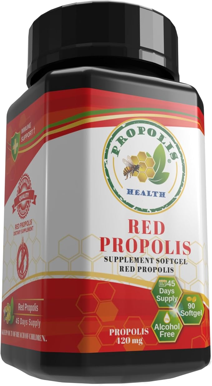 Propolis Health Red Propolis - Bee Red Propolis 90 Capsules - Alcohol-Free Original and Concentrated Pure Propolis - 45-Day Supplement - Brazilian Red Propolis - 840mg Red Propolis