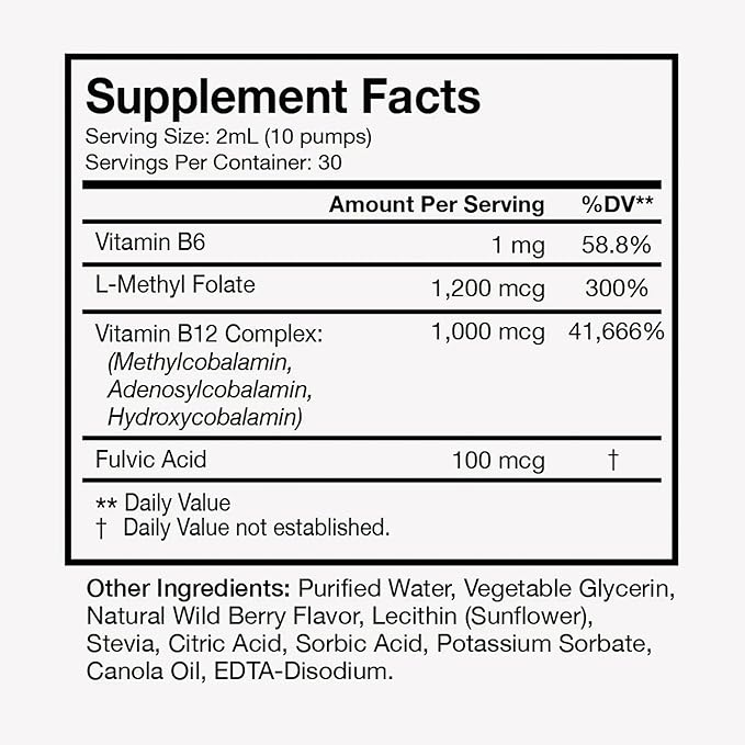 Terra Health Essentials - Liposomal B12 | Support Energy & Mood, Promote Memory, Aid Immune System (1 Bottle, 30 Day Supply)