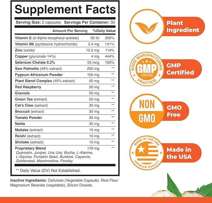 EliteXtreme Health Supplement - Natural Formula with Saw Palmetto, Plant Sterols, Zinc, and Vitamins | Non-GMO, Made in USA, 60 Capsules, 1 Month Supply