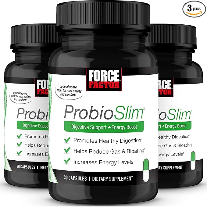 Force Factor ProbioSlim, Probiotic Supplement for Women and Men with Probiotics and Green Tea Extract, Reduce Gas, Bloating, Constipation, Support Digestive Health & Gut Health, 30 Count (Pack of 3)