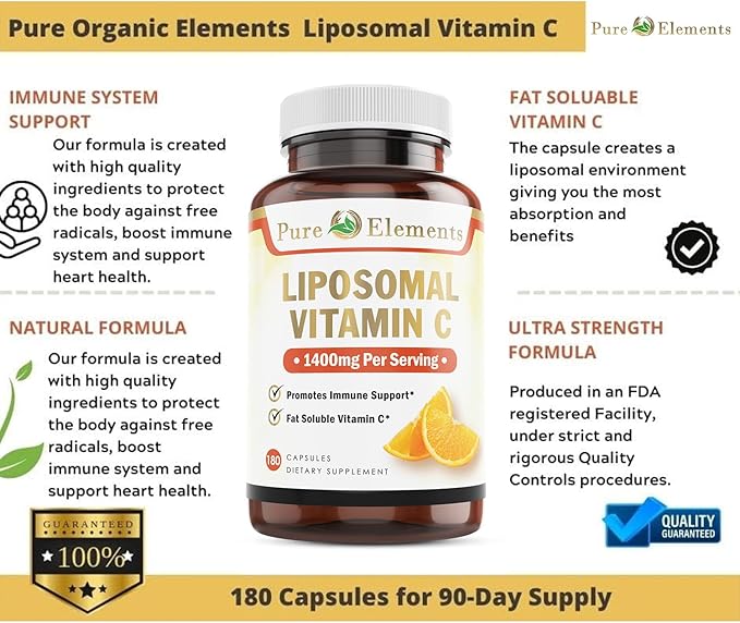 Liposomal Vitamin C Dietary Supplement, Capsules Non GMO, Soy Free, Gluten Free
