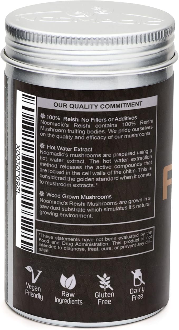 Reishi Mushroom, 60 Capsules, 500mg Each, General Wellness & Longevity, Hot Water Extract, Fruiting Bodies, 30% Beta-D-Glucans