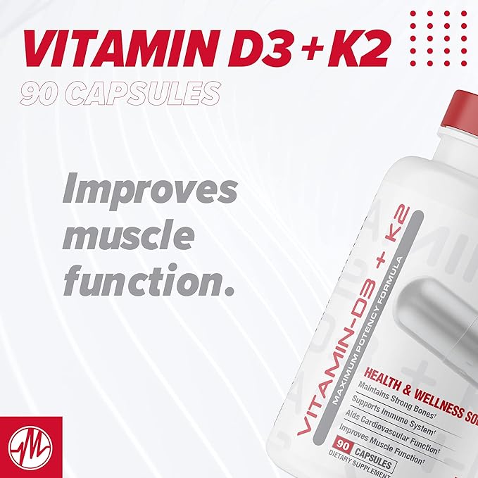 Metabolic Nutrition Vitamin D3 + K2, Bone and Heart Health Formula, Immune Support, 90 Veggie Caps 7000IU per Capsule Max Dose