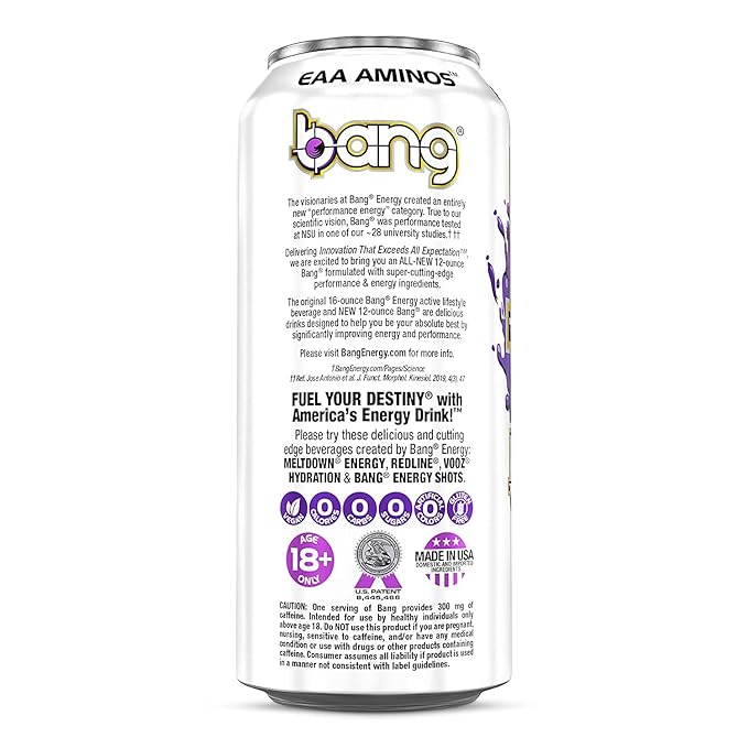Bang Energy Drinks - 6, 16 ounce cans (Purple Haze)