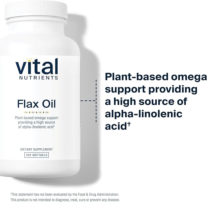 Vital Nutrients Flax Seed Oil 3000mg | Cold Pressed Flax Oil with high Concentration of ALA for Heart Health* | Gluten, Dairy and Soy Free | Non-GMO | 100 Softgels