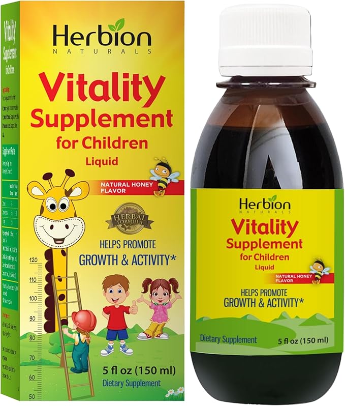 HERBION Naturals Vitality Supplement for Children, Promotes Growth and Appetite, Relieves Fatigue, Improves Mental & Physical Performance, for Kids 1 Year & Above, 10 Fl Oz (Pack of 2)