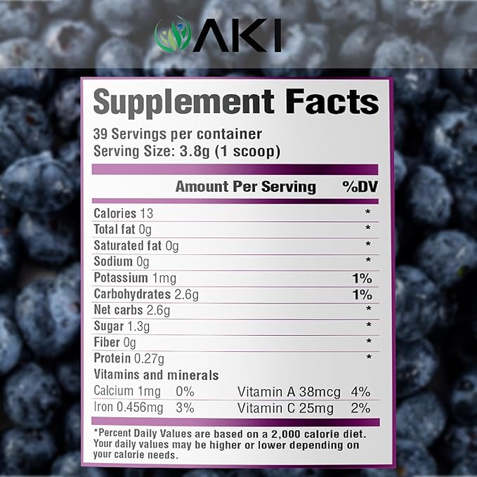 AKI Haskap Berry Extract Powder - Rich in Antioxidants, Vitamin-C & Polyphenols - Extracted from Quality Dried Berries - No Added Artificial Flavors & Coloring - Boosts Energy Level (5.30Oz/150g)