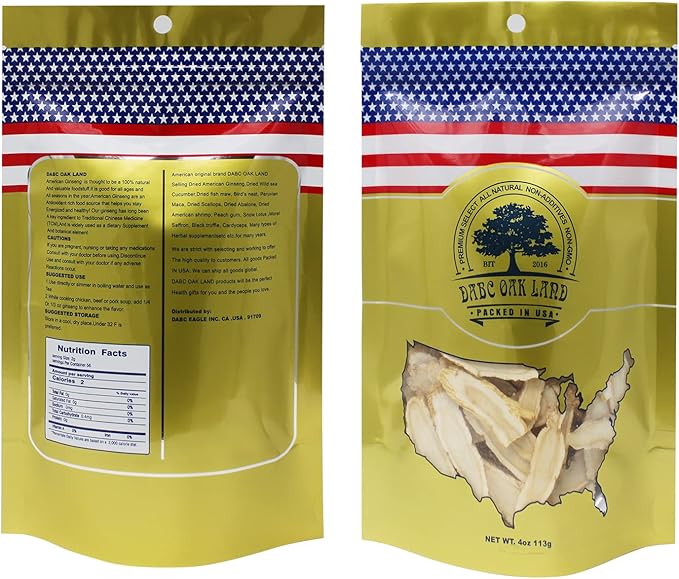 DOL American Ginseng Slices from Wisconsin (Sliced Ginseng Root Wisconsin Grown!Most People Use It to Make Ginseng Tea! Good for Health! 花旗参片/西洋参片 (Sliced Ginseng Root) 113g/Bag