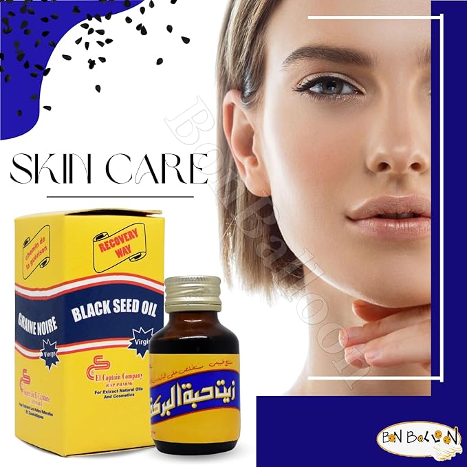 Black Seed Oil El Captain Pure Cold Pressed ElCaptain Al Captain Pure Natural Raw Nigella Egypt Egyptian Herbal Halal (1 Pack = 0.5 oz / 15 ml) الكابتن زيت حبة البركة حلال