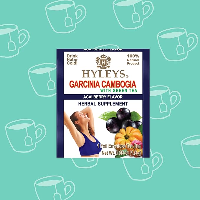 HYLEYS Tea Garcinia Cambogia Green Tea with Acai Berry Flavor - 25 Tea Bags (12 Pack - 300 Tea Bags Total)