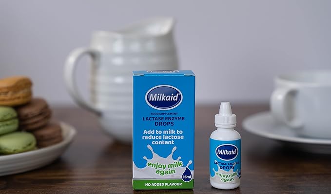 Milkaid Lactase Enzyme Drops for Lactose Intolerance | Prevents Gas, Bloating & Diarrhea | Fast Acting Dairy Digestive Supplement | Gluten Free & Vegetarian | No Artificial Flavor | 0.5 Fl Oz (1)