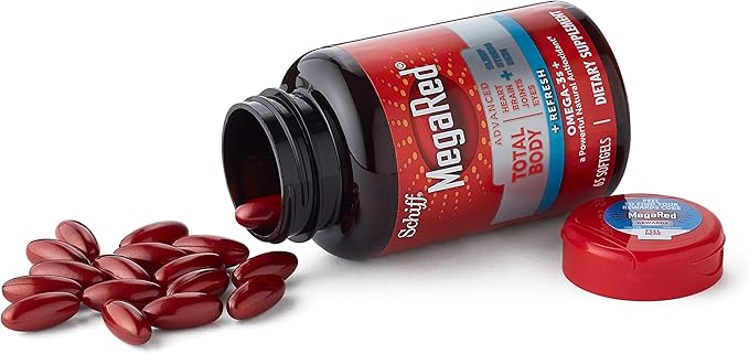 Omega-3 Blend Total Body + Refresh 500mg Softgels, MegaRed (65 count in a bottle), Easily Absorbed Krill Oil, To Support Your Heart, Joints, Brain & Eyes