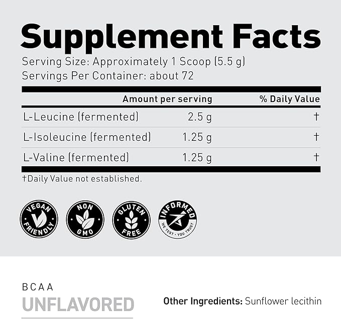 BCAA Powder, Kaged BCAAs Amino Acids, Fermented, Plant Based & Vegan Friendly Branched Chain Amino Acid, 5g BCAA Unflavored, Amino Acid Supplements for Men, 72 Servings
