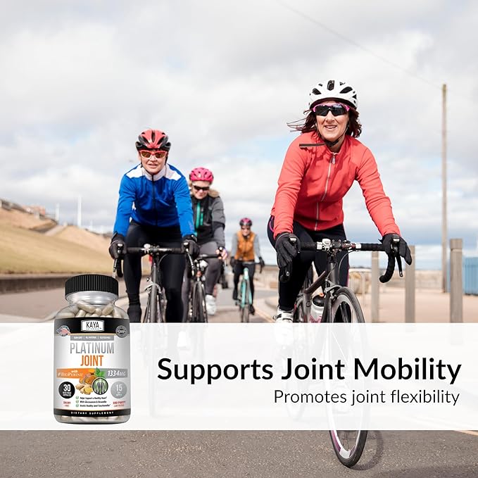 Kaya Naturals Platinum Mobility Turmeric - Bioperine, Glucosamine, Turmeric with Boswellia, Healthy Natural Mobility Support, Turmeric Curcumin 1334mg - 30 Capsules