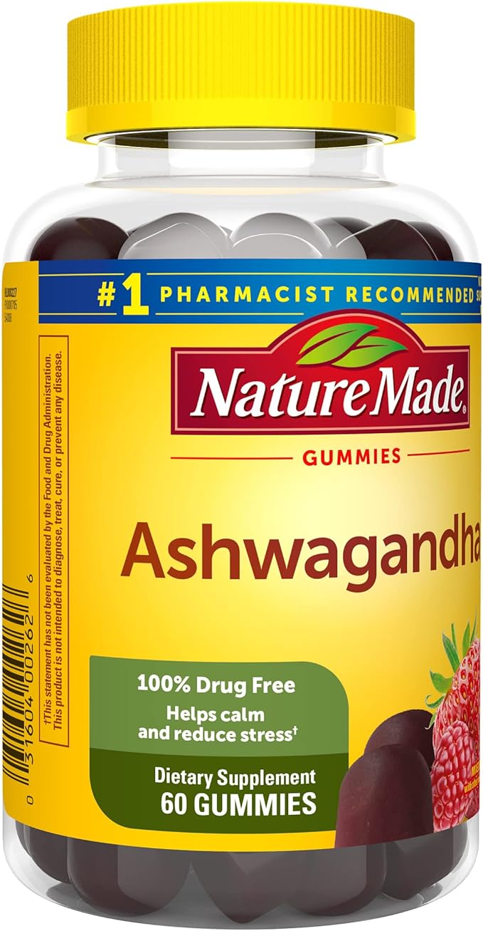 Nature Made Ashwagandha Gummies, Vegan, KSM 66 Ashwagandha for Stress Support, 60 Count, 30 Day Supply