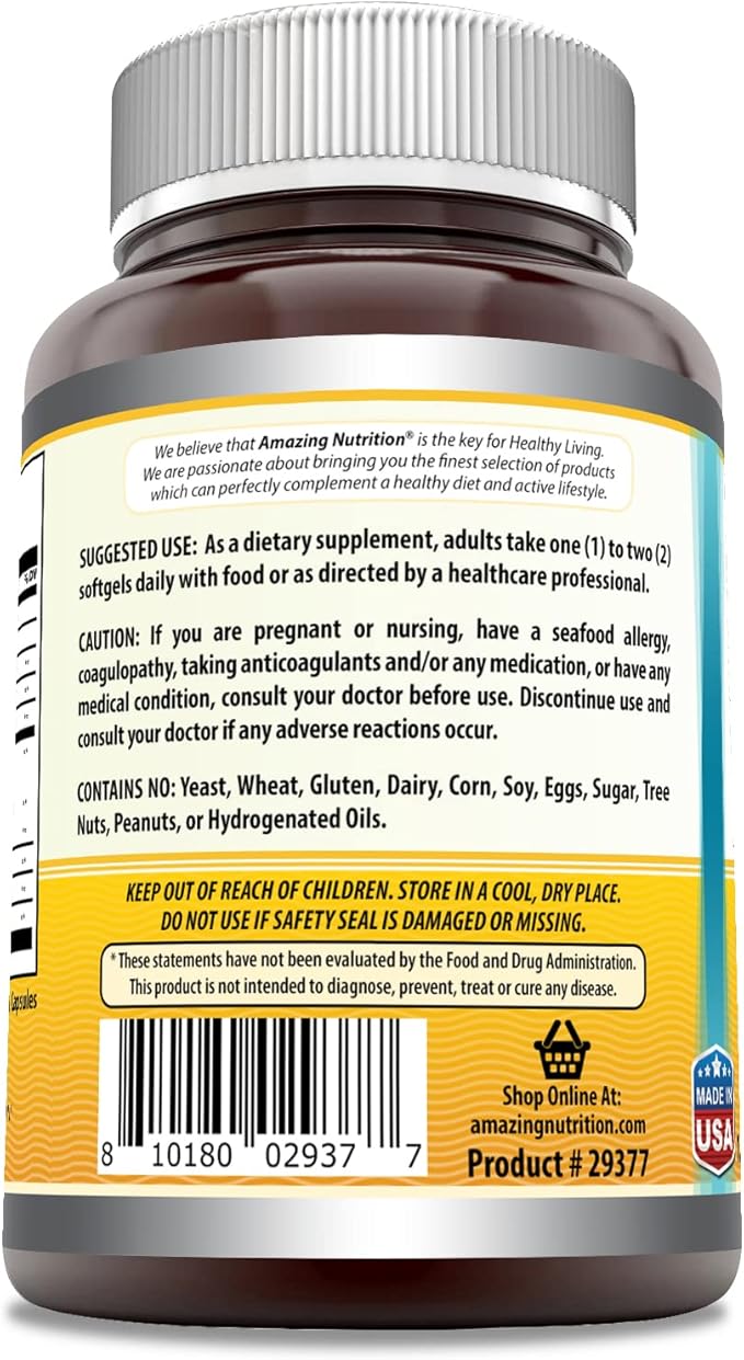 Amazing Omega Norwegian Cod Liver Oil 1250 Mg Softgels Supplement | Omega-3, EPA, DHA, Vitamin A, Vitamin D & Vitamin E (Lemon | 120 Count)