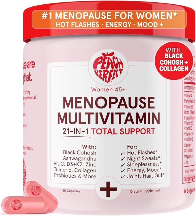 Menopause Multivitamin | 21 Vitamins for Women 45+ | Black Cohosh, Ashwagandha, Vitamin D3+K2, Probiotics & Collagen | Support for Hot Flashes, Mood Swings, Joint & Skin Health | 30 SVG