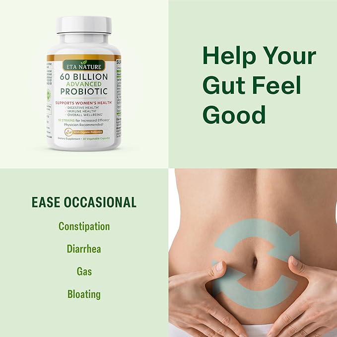 Advanced Probiotics for Women with 60 Billion CFUs 18 Strains Lactobacillus & Cranberries - Prebiotics and Probiotics for Womens Digestive Health Gut Support & Vaginal Health, Yeast & Flora
