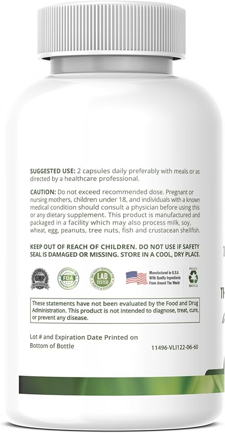 Advanced Thyroid Support Supplement - Non-GMO, Thyroid Supplement with L Tyrosine, Iodine, B12, Zinc, Selenium, Ashwagandha for Thyroid Health & Overall Well-Being, 60 Capsules