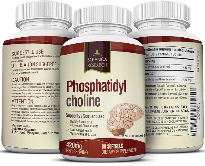 PhosphatidylCholine Complex an All-Natural Nootropic Formula for Brain Health, Liver & Cognitive Support - 60 Phosphatidyl Choline Capsules by Botanica Research