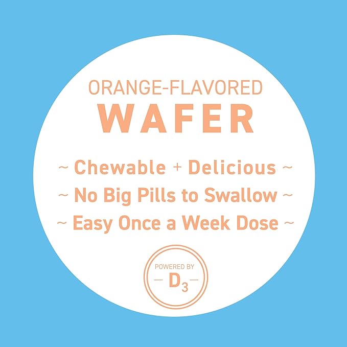 14,000 IU Vitamin D3 Cholecalciferol Vitamin D Deficiency Once-Weekly Chewable Wafer, Non-GMO, Natural Orange Flavor, 8 Tablets (Pack of 2)