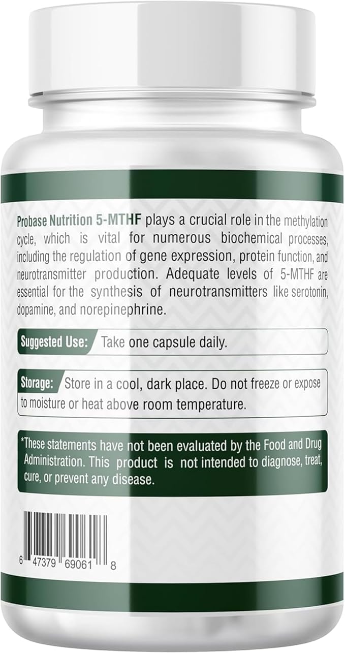 Professional Strength L-Methyl Folate 15mg - Active 5-MTHF Form - Supports Mood, Methylation, Cognition - Bioavailable Vitamin B9 (60 Capsules) - Vegan, Non-GMO, Gluten-Free