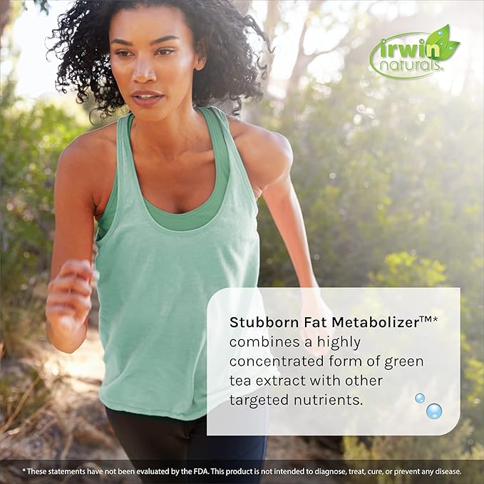 Irwin Naturals Thermo-Burn Stubborn Fat Metabolizer - 60 Liquid Soft-Gels - Combines Green Tea Extract (EGCG), MCT Oil & Caffeine - 20 Servings