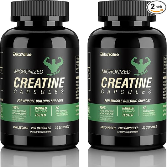 Micronized Creatine Monohydrate Capsules, Creatine Capsules Supplement for Muscle, Strength, Performance, Energy, Recovery, Gluten Free Creatine for Women and Men, 400Capsules (80 Servings)