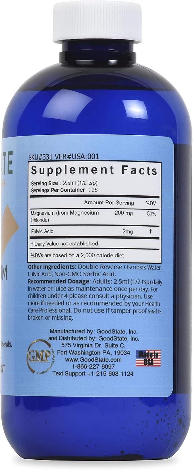 Good State Liquid Magnesium 200 Supplement, 331, 8 fl oz, 1 Count