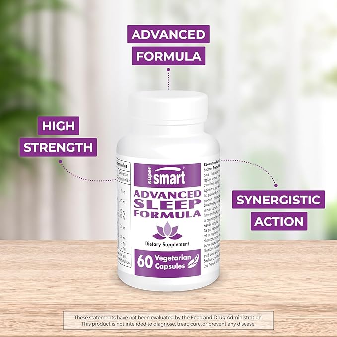 Supersmart - Advanced Sleep Formula (High Strength) - with Melatonin, Valerian Root, California Poppy, Passion Flower, Lithium Orotate | Non-GMO & Gluten Free - 60 Vegetarian Capsules