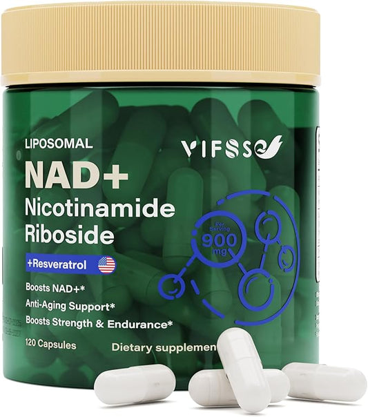 NAD Supplement 900mg, Liposomal NAD+ Nicotinamide Riboside Supplement for Men and Women, Resveratrol, Quercetin High Efficiency Supports for Energy Booster, 120 Capsules