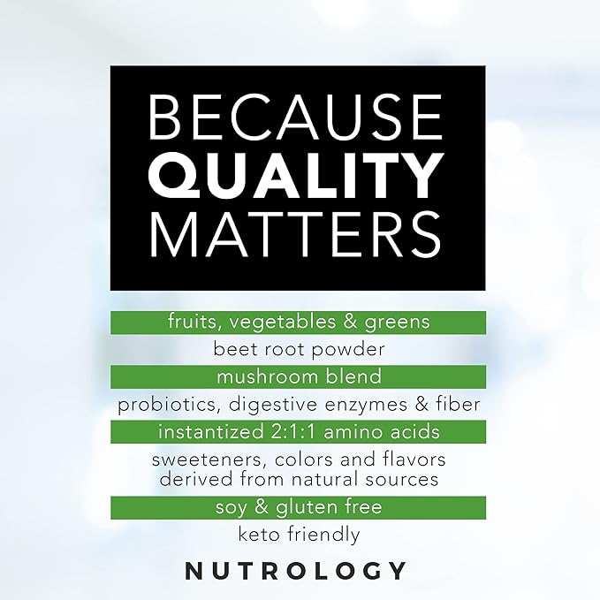 Nutrology Greens & Fruits Powder-Naturally Sourced Superfood, Vanilla Cinnamon (30 Servings) Grass Fed Whey Protein Powder, Creamy Chocolate Flavor (28 Servings)