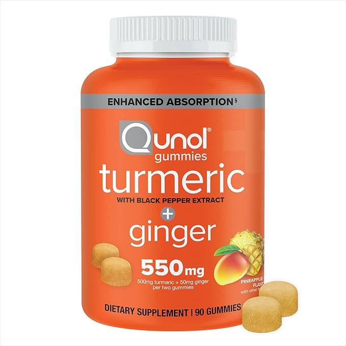 Qunol Turmeric and Ginger with Black Pepper Gummies, 90 Count